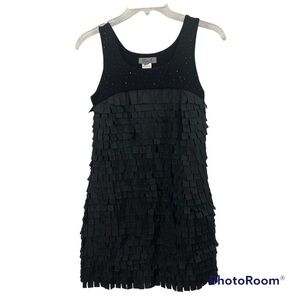 Elisa B Black Fringe Ruffle Dress Girls Size 16